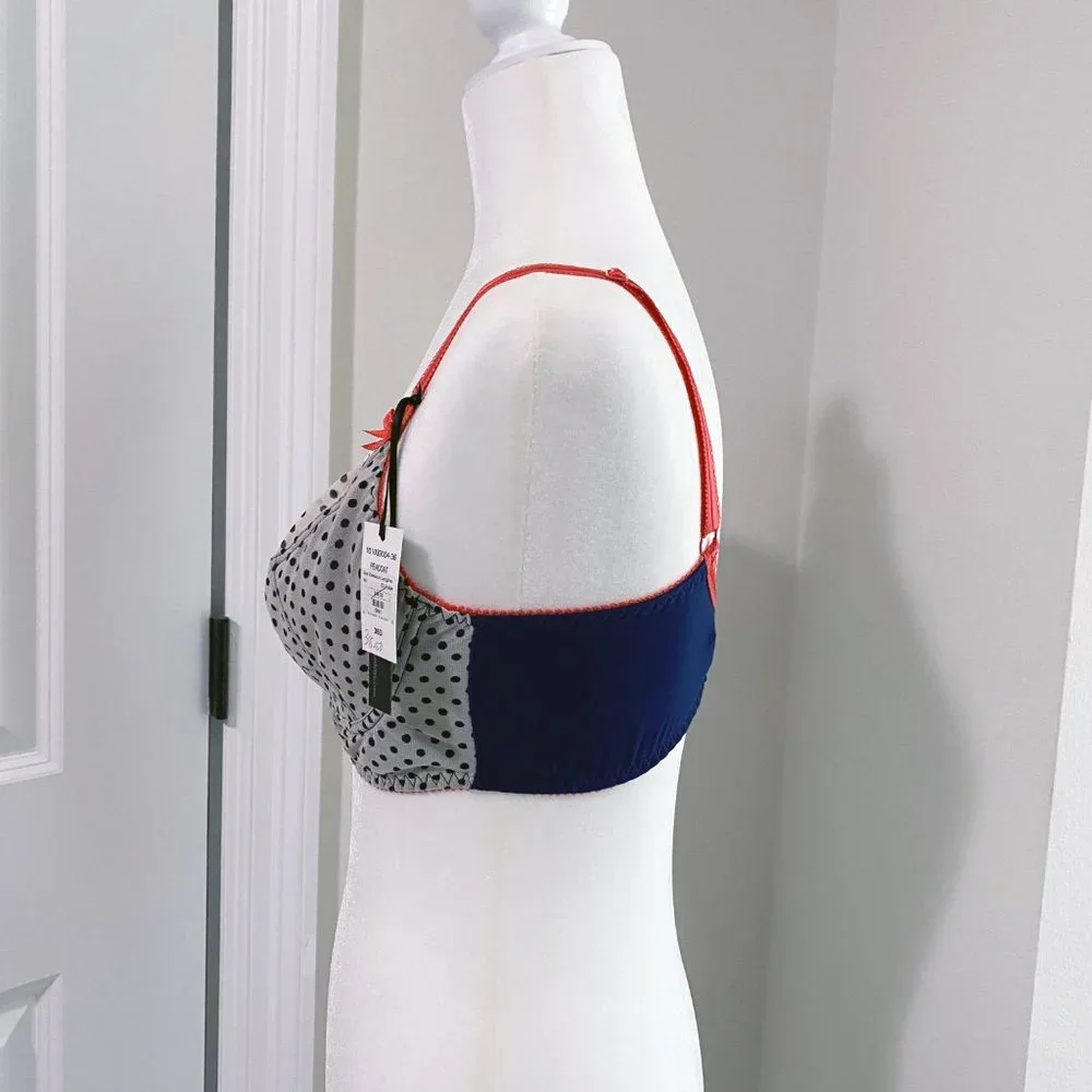 NWT Claudette Dessous Long Line Bra in Peacock Dot
